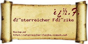 Österreicher Füzike névjegykártya